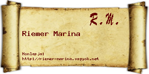 Riemer Marina névjegykártya